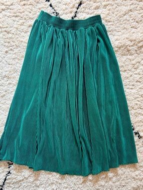 Vintage American Apparel Emerald Green Pleated Midi Skirt, XS/S